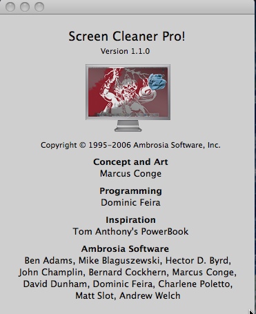 Screen Cleaner Pro! 1.1 : Main window