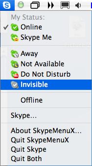 SkypeMenuX 0.6 beta : The menu
