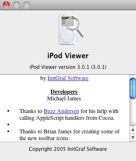 iPod Viewer : About window