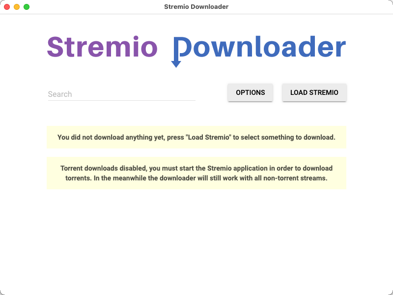 StremioDownloader 1.0 : Main Window
