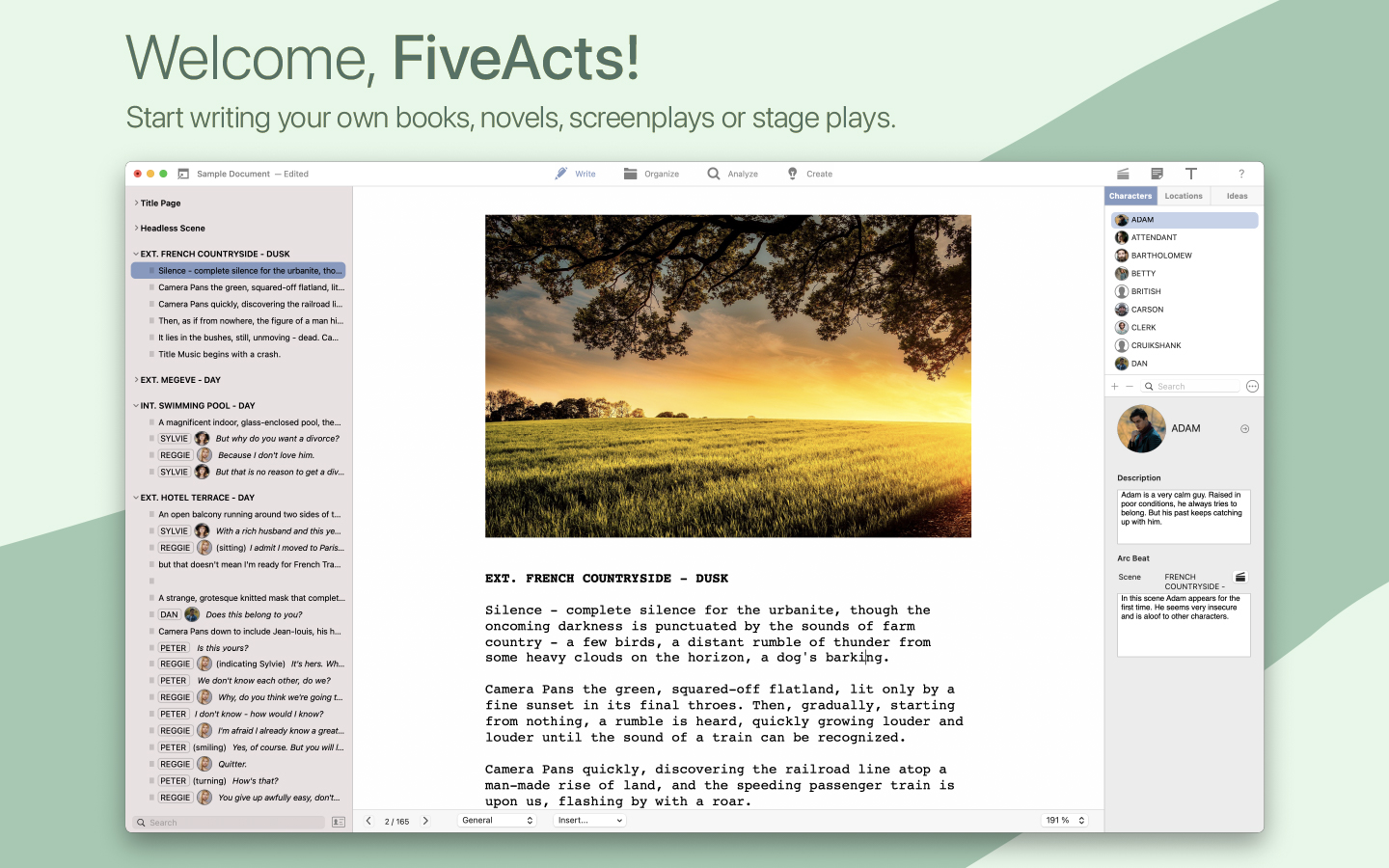 FiveActs 1.5 : Main Window