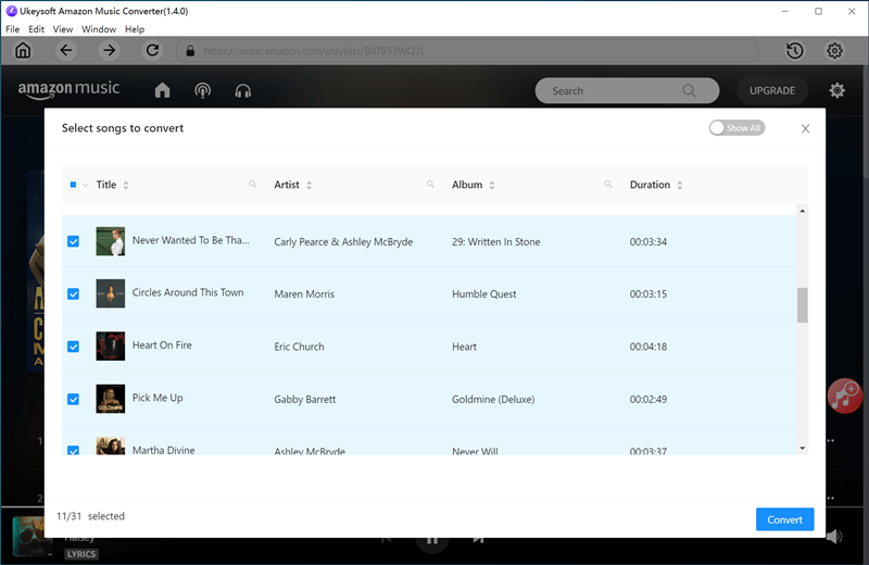 UkeySoft Amazon Music Converter (Mac) 1.4 : Main Window
