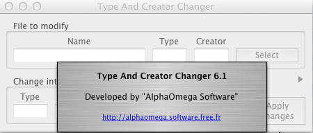 Type And Creator Changer 6.1 : Main Window