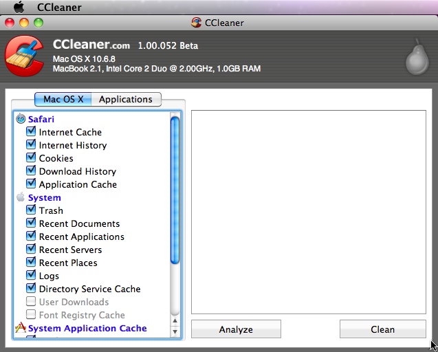 cCelaner 1.0 : Main window