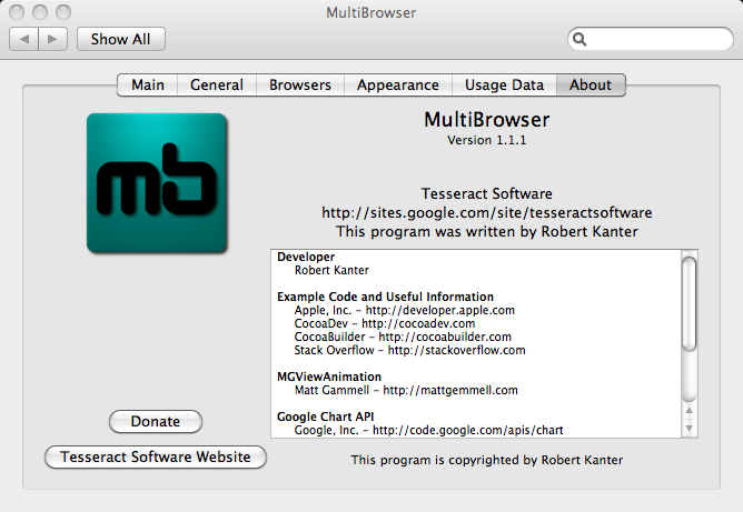 MultiBrowser - no more jumping between tabs and windows! 1.1 : About