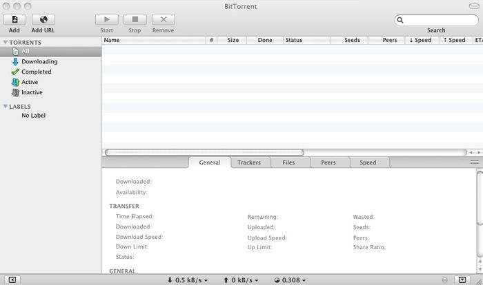 BitTorrent 7.0 : Program window