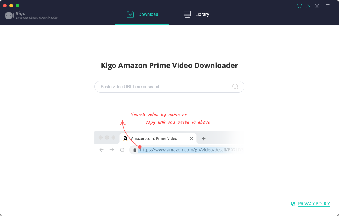 Kigo Amazon Prime Video Downloader 1.6 : Main Window