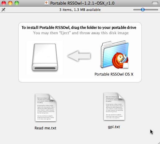 Portable RSSOwl OS X 1.2 : Main window