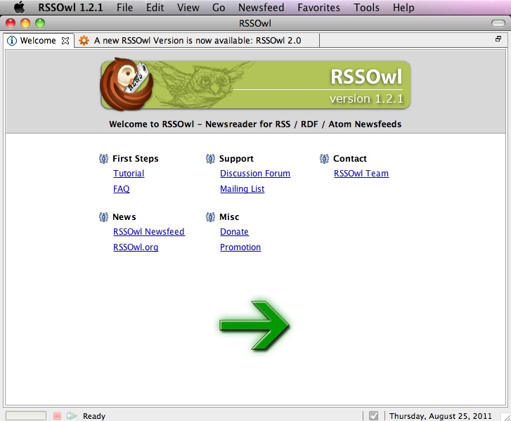Portable RSSOwl 1.2 : Main window