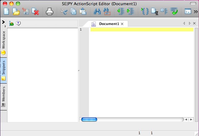 SEPY ActionScript Editor 1.5 : Main window