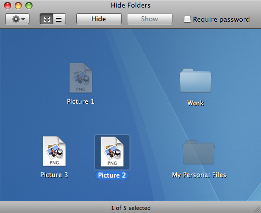 Hide Folders 5.0 : Main interface