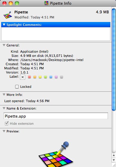 Pipette 1.0 : Application Info