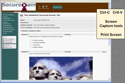 Securexam Browser 7.0 : Main window