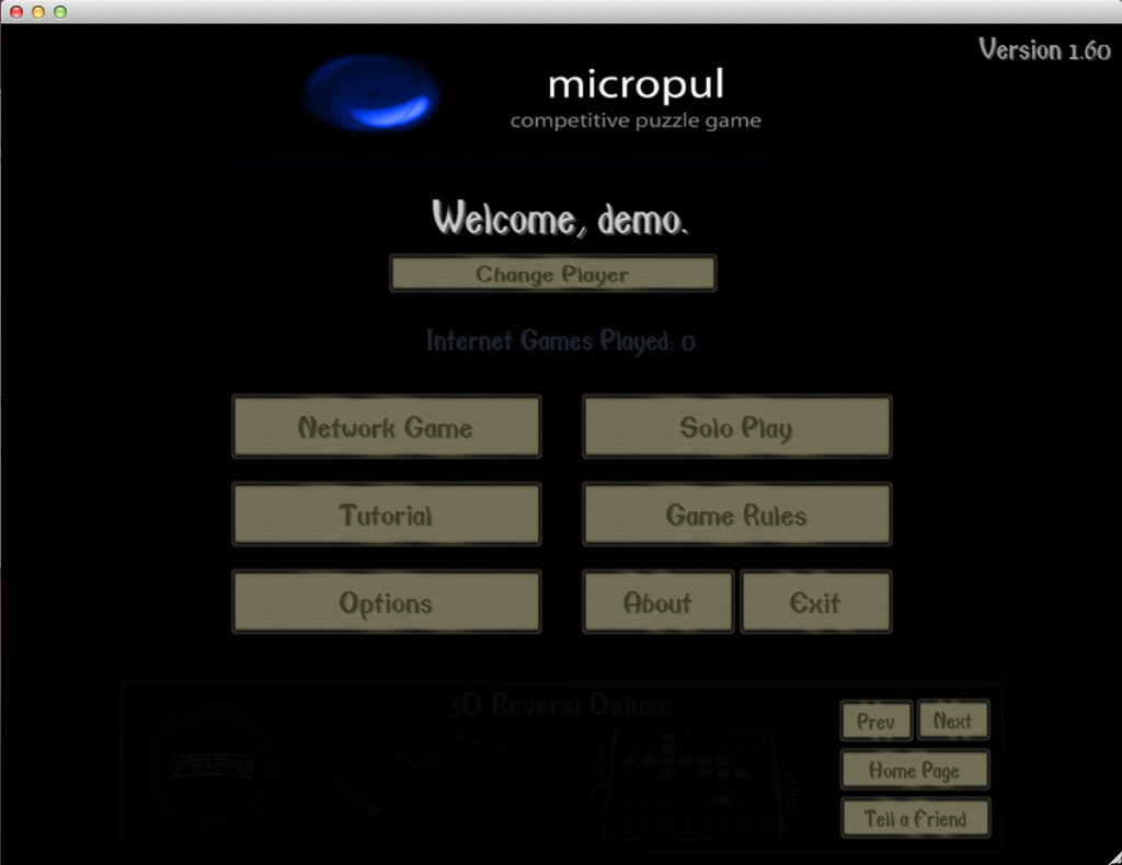 Micropul 1.6 : Game Menu