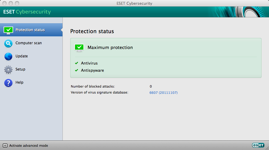 ESET Cybersecurity 4.0 : User Interface