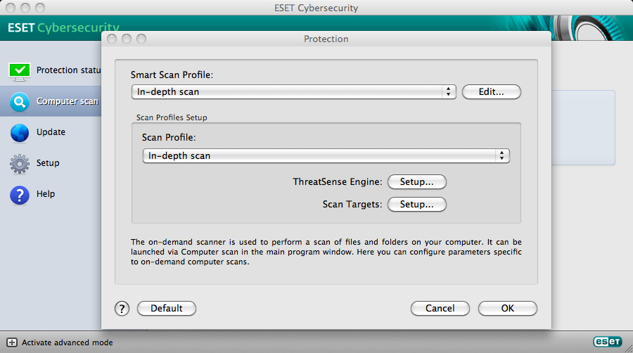 ESET Cybersecurity 4.0 : Scan Settings