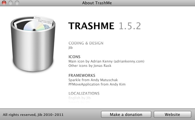 TrashMe 1.5 : About window