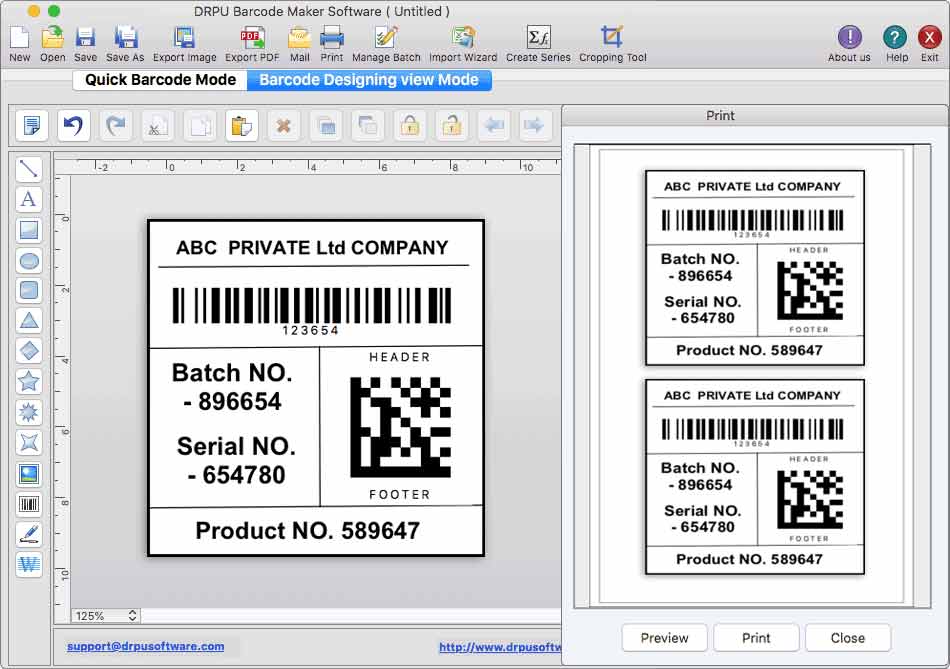MacOS Labeling & Printing Application 9.3 : Main Window