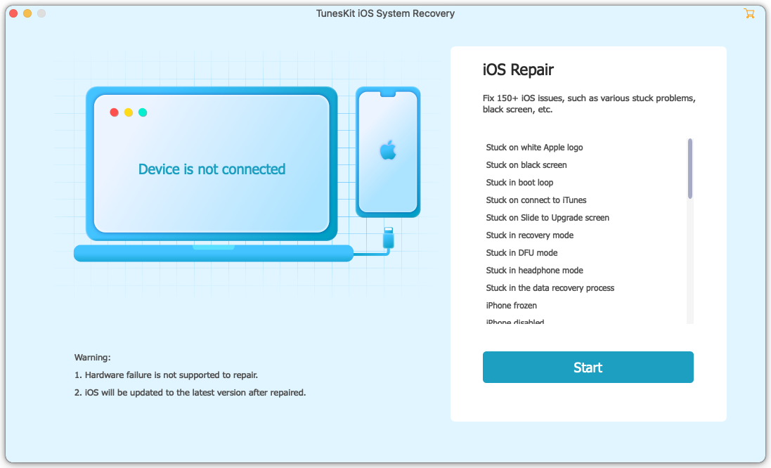 TunesKit iOS System Recovery 3.1 : Main Window