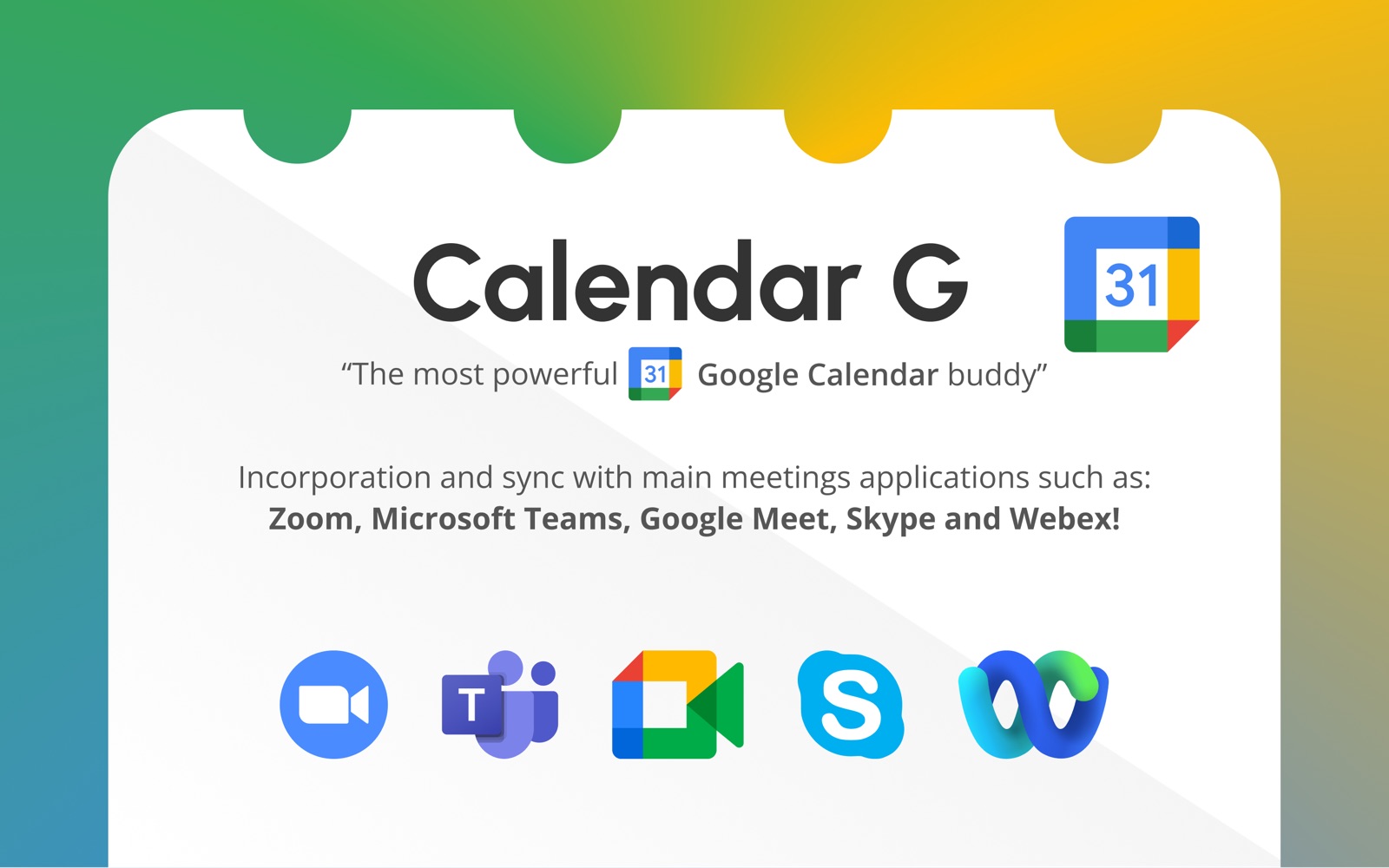 Calendar G for Google Calendar 1.0 : Main Window