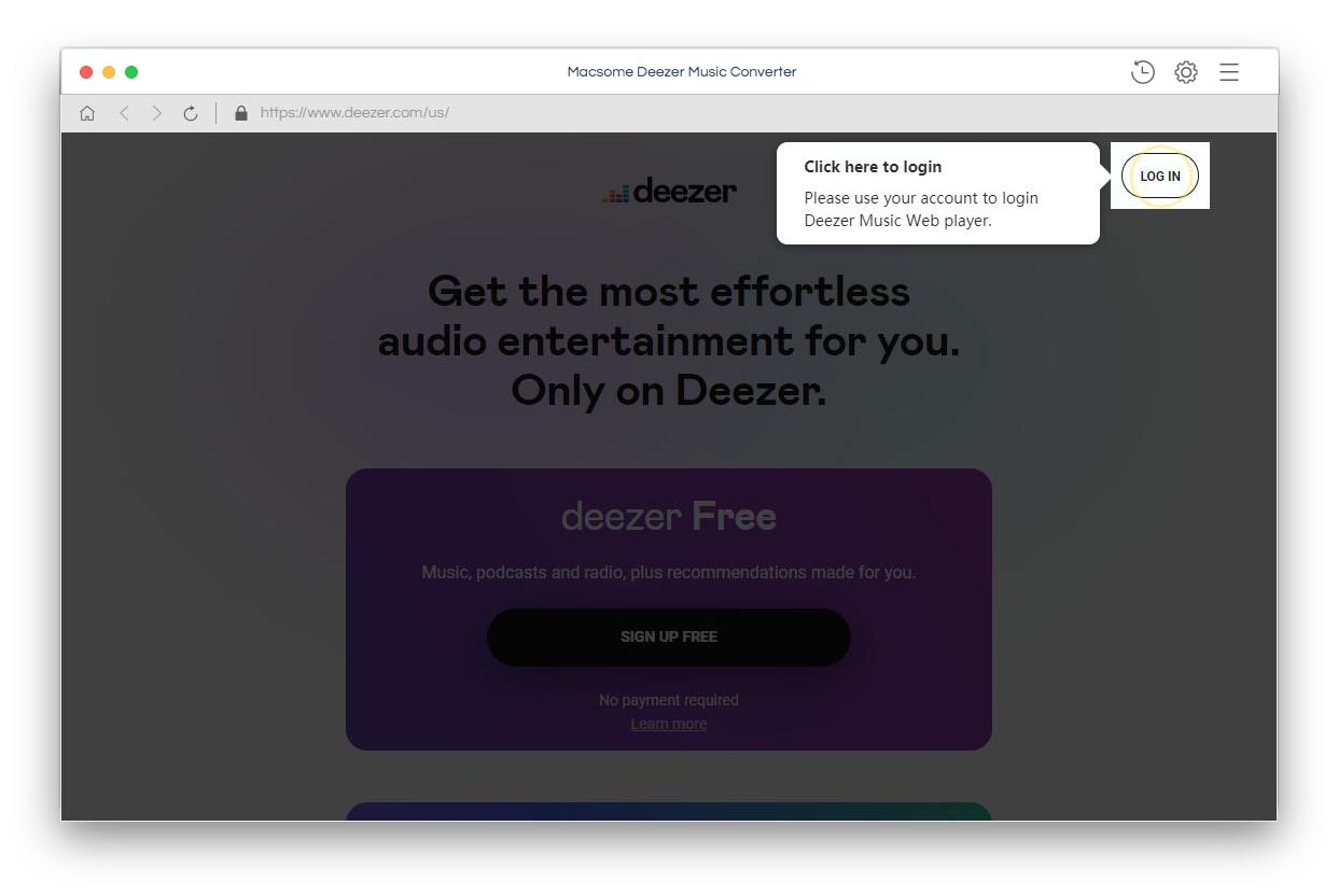 Macsome Deezer Music Converter for Mac 1.1 : Main Window