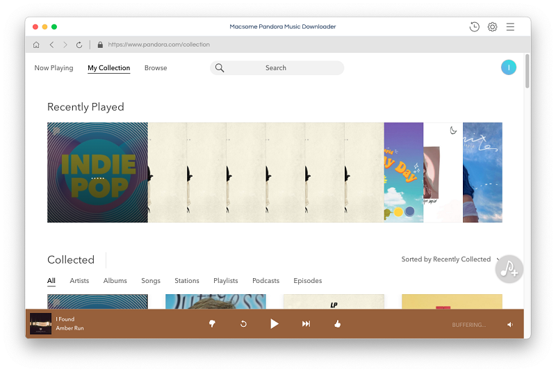 Macsome Pandora Music Downloader for Mac 1.0 : Main Window