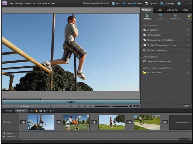 Adobe Premiere Elements 9.0 : Main interface
