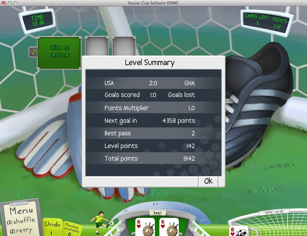 Soccer Cup Solitaire : Level Summary