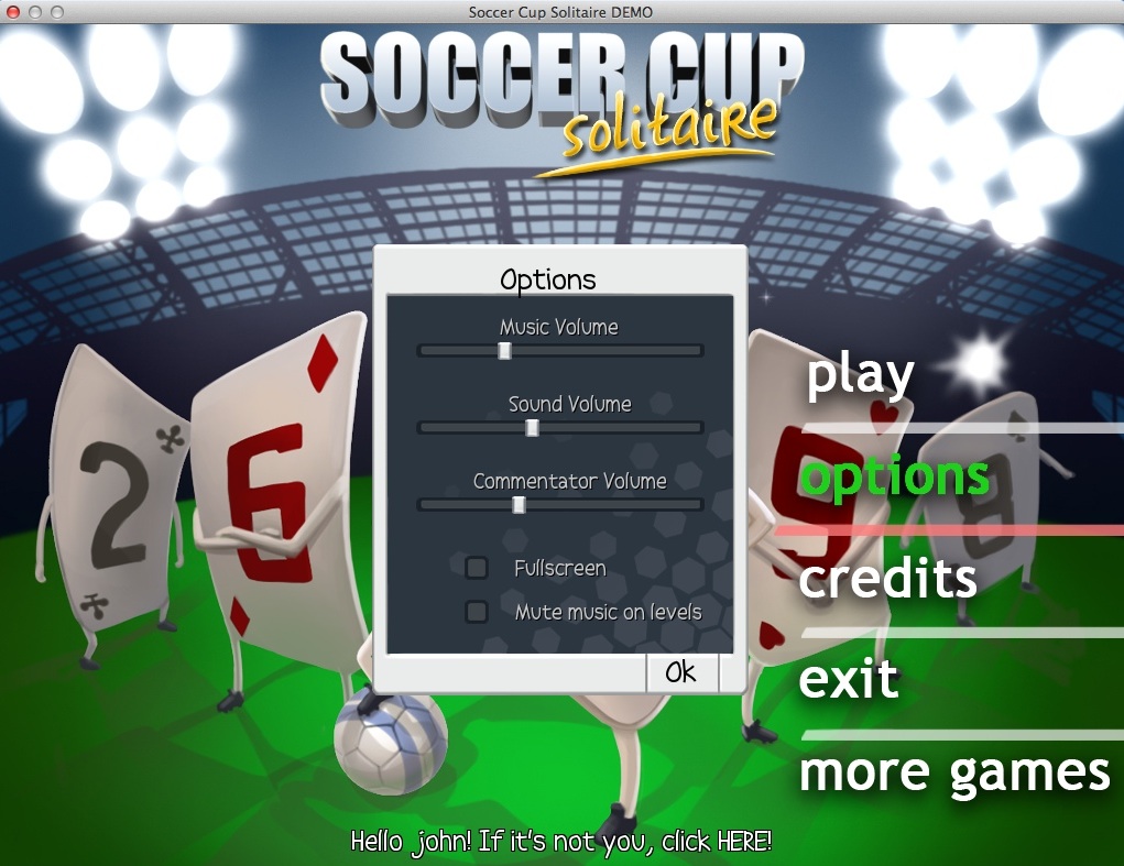 Soccer Cup Solitaire : Game Options