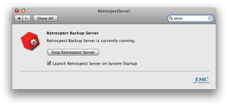 Retrospect 8.2 : Restrospect backup server