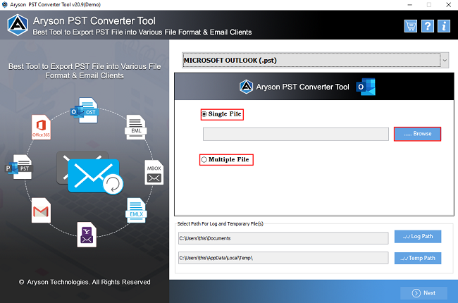 Mac PST to MBOX converter 22.4 : Main Window