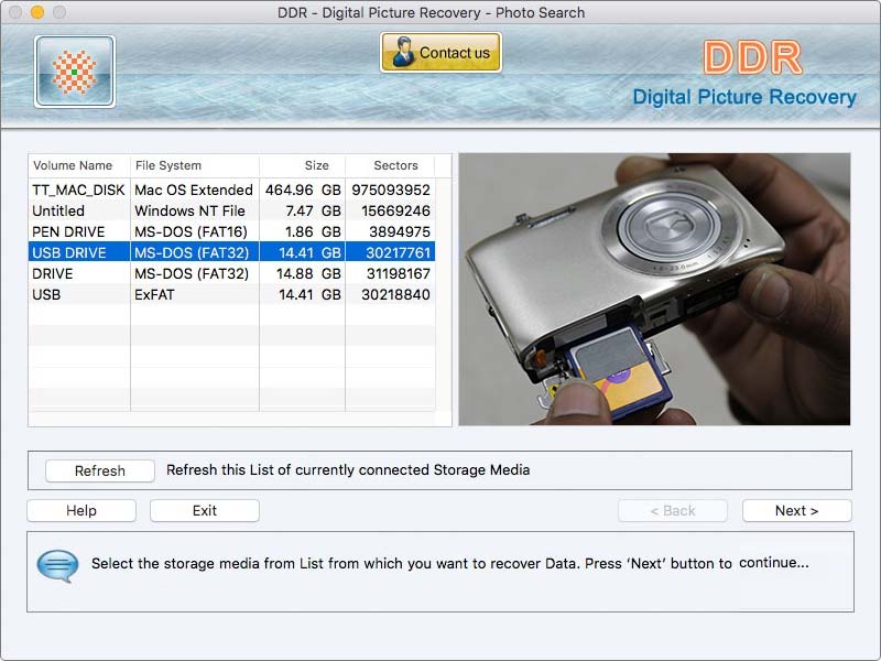 Mac Data Recovery Software for Digital Pictures 6.1 : Main Window