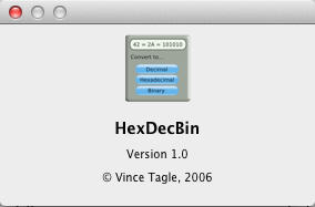 HexDecBin 1.0 : About Window
