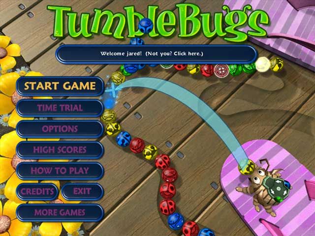 Tumblebugs 1.0 : Welcome screen