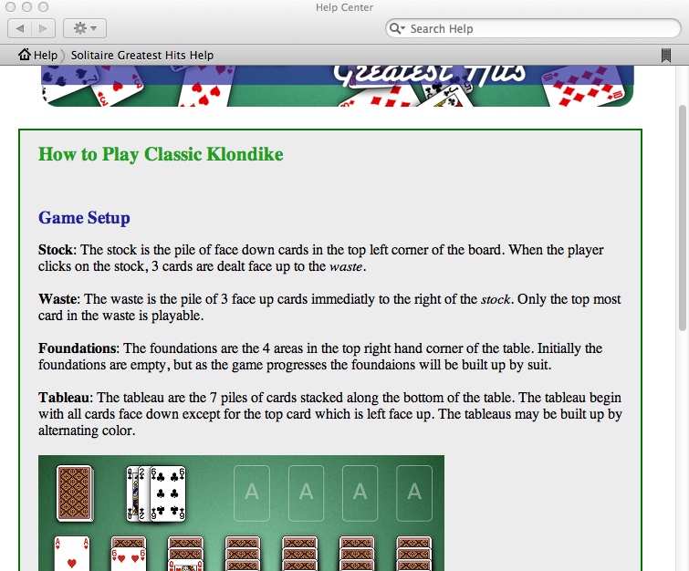 Solitaire Greatest Hits : Help Guide