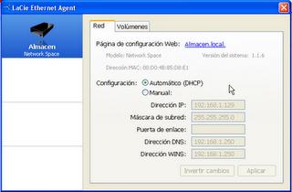 LaCie Ethernet Agent 1.1 : Main window
