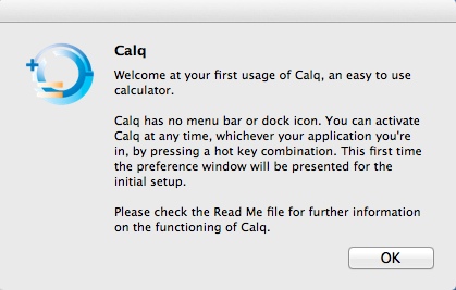 Calq 1.4 : Welcome Window