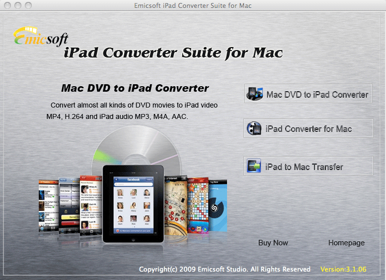 Emicsoft iPad Converter Suite for Mac 3.1 : General view