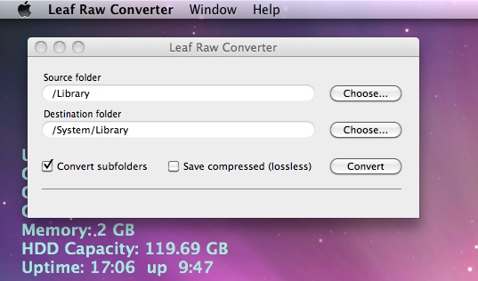Leaf Raw Converter 1.2 : Main window