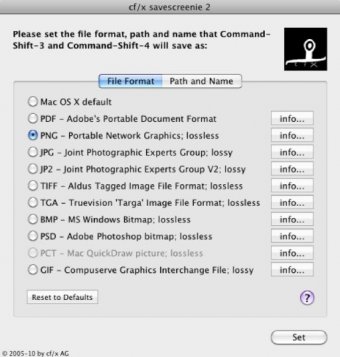 Setting the file format