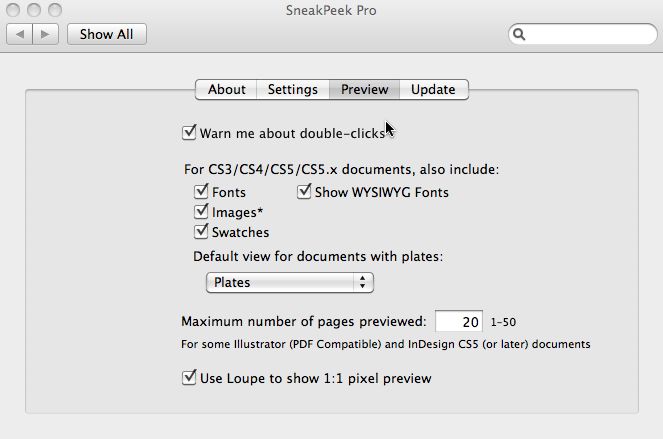 Reset SneakPeekPro 1.6 : Main window