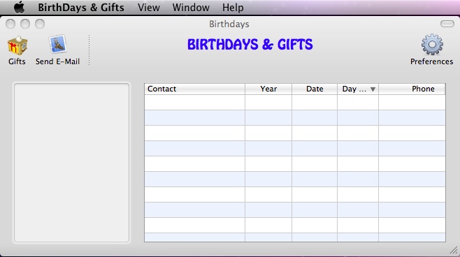 BirthDays & Gifts 0.3 : Main window