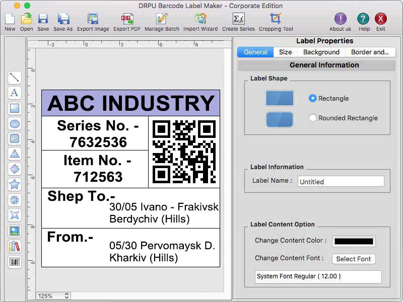 Barcode Labeling Software for Apple Mac 9.2 : Main Window