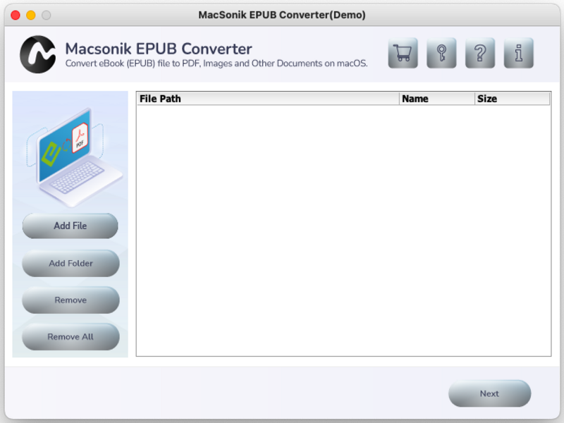 MacSonik EPUB Converter 22.10 : Main Window