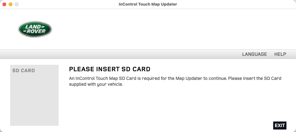 LandRover InControl Touch Map Updater 5.1 : Main Window