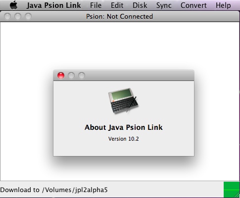 Java Psion Link 2a5 10.2 : Main window