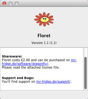 Floret 1.1 : About screen