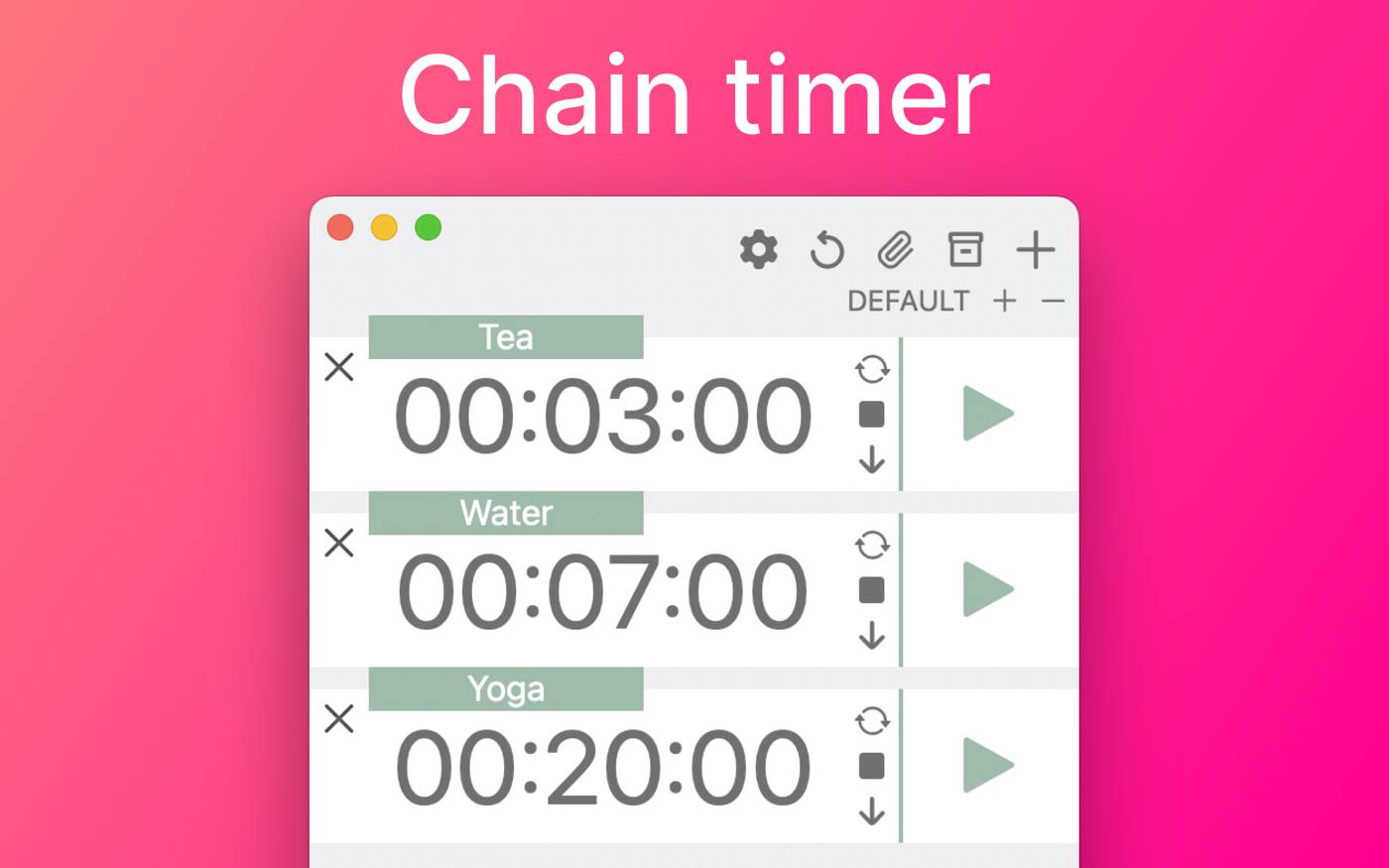 Chain Timer 9.5 : Main Window