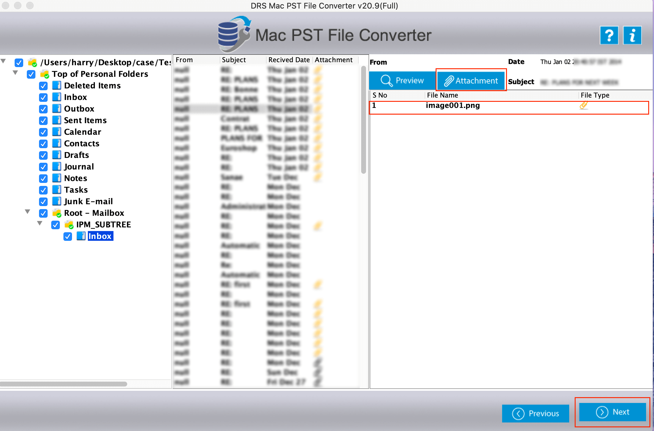 DRS PST File Converter For Mac 20.9 : Main Window