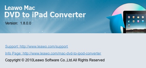 LeawoMacDVDtoiPadConverter 1.8 : About window